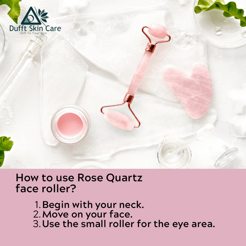 Rose quartz gua sha and face roller (Combo) - Dufft Skin Care