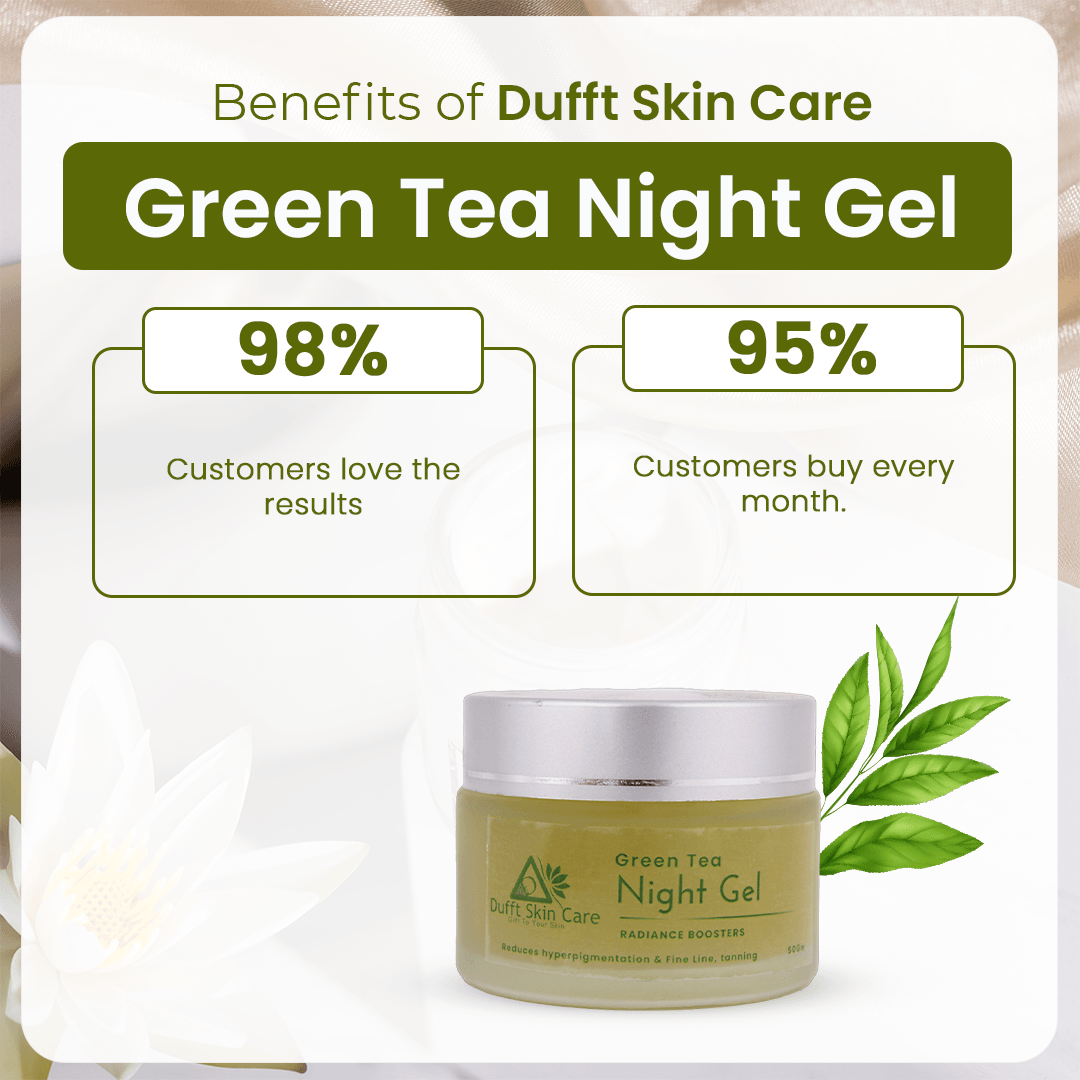 Green Tea Night Gel with Green Tea Extract, Rose Extract & Glycerin (50 grams) - Dufft Skin Care