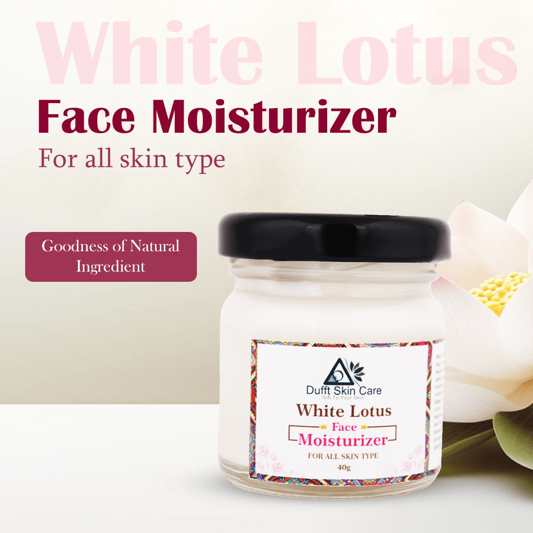 White Lotus Face Moisturiser with Real Lotus & Hemp Oil (40gram) - Dufft Skin Care