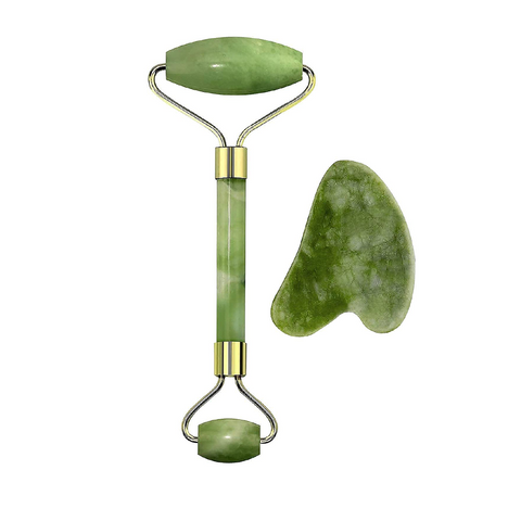 Natural Jade Face Roller & Natural Jade Gua Sha (Combo) (Qt :- 1 Roller| 1 Gus Sha)