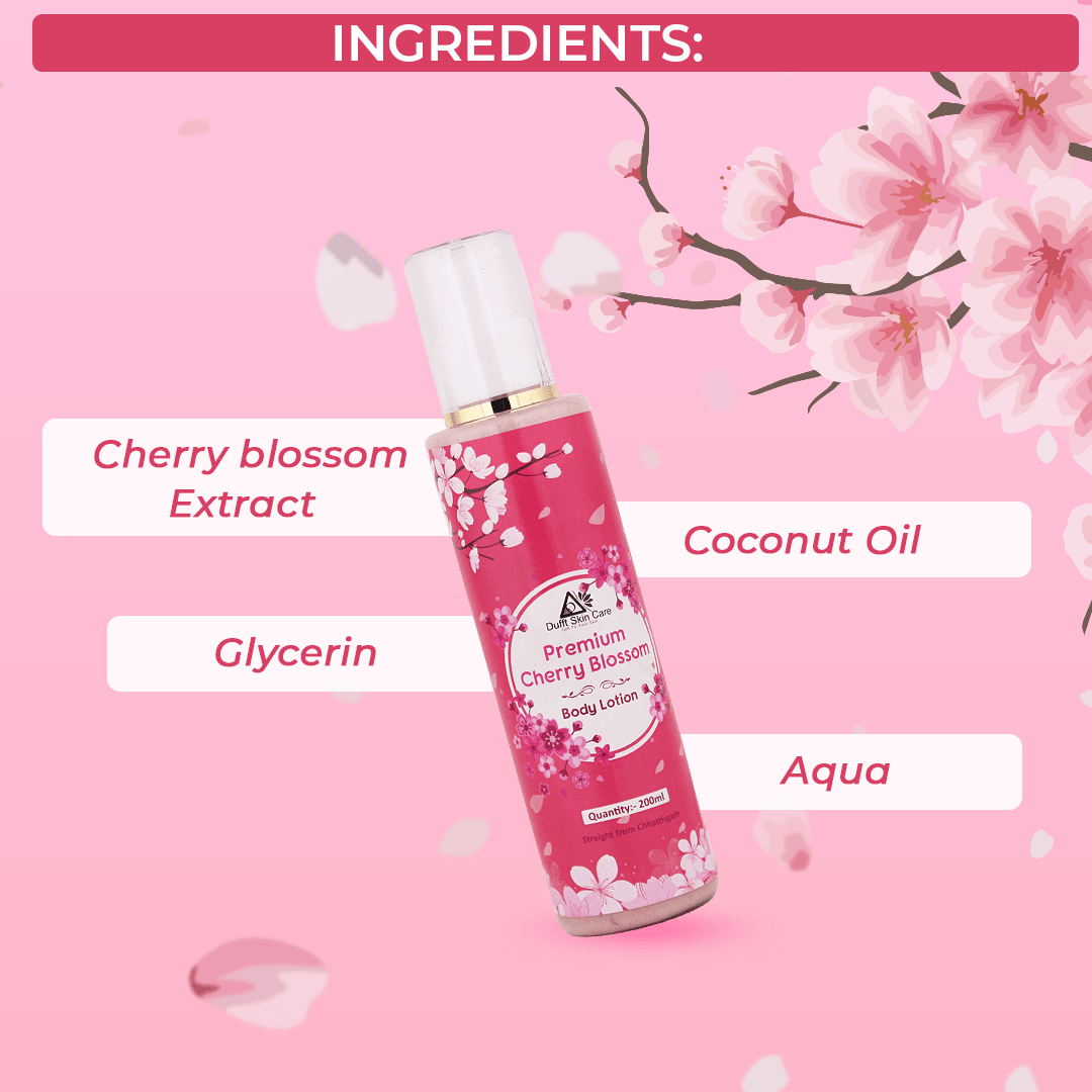 Cherry Blossom Body Lotion with Real Cherry Blossom Extracts, Coconut Oil & Glycerin (200ml) - Dufft Skin Care