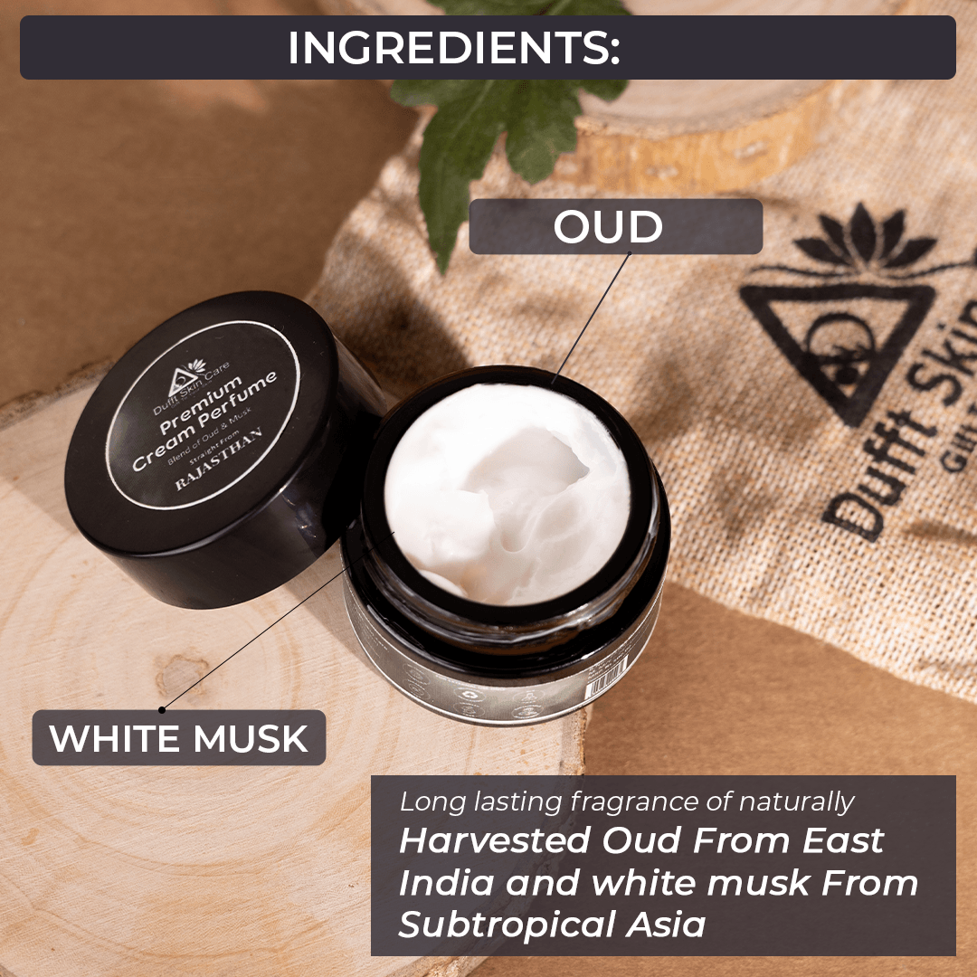 Premium Cream Perfume Infused with Oud & White Musk (15gram) - Dufft Skin Care