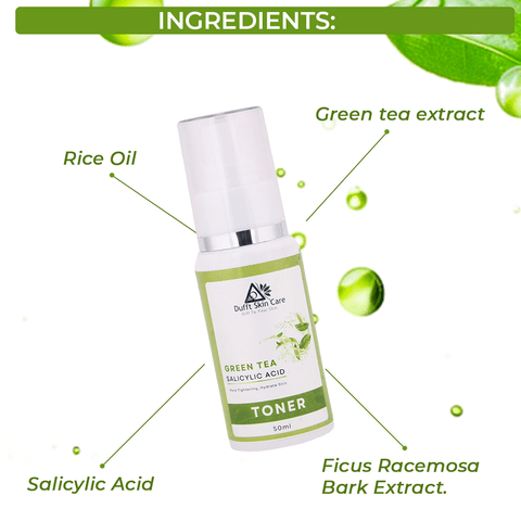 Green Tea Toner with Green Tea Extract, Rose Extract & Salicylic Acid (50ml) - Dufft Skin Care