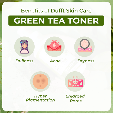 Green Tea Toner with Green Tea Extract, Rose Extract & Salicylic Acid (50ml) - Dufft Skin Care