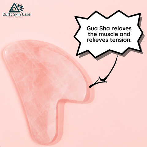 Real Rose Quartz Quick Gua Sha Face Massager (Relaxes Muscle & Releases Tention) - Dufft Skin Care